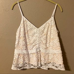 NWOT Adjustable Strap Lace Peplum Top